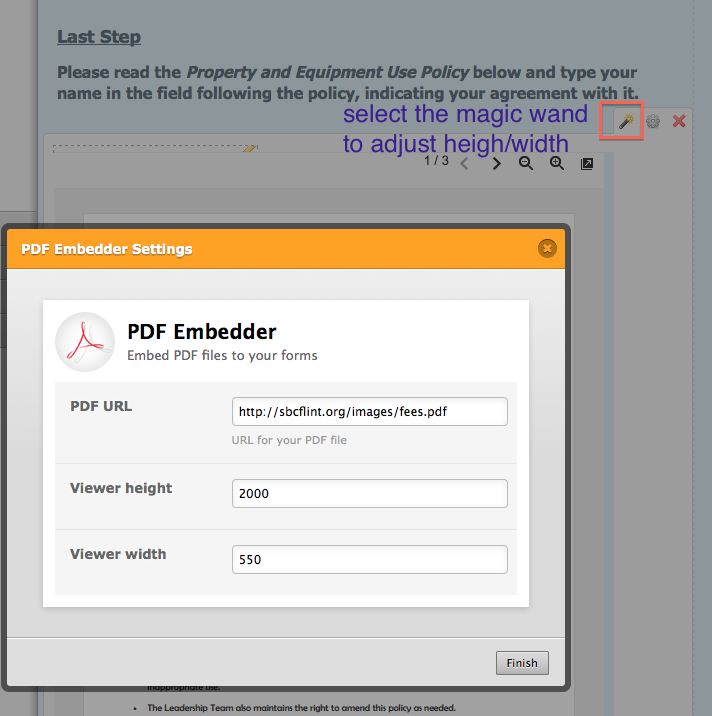 How can I attach a .pdf file to my form?